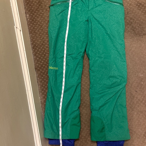 Marmot women’s Green Snow Pants, Small, Purple Fleece Lining - Picture 8 of 11